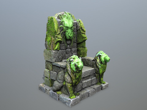 Lion Stone Throne 4 Modelo 3D