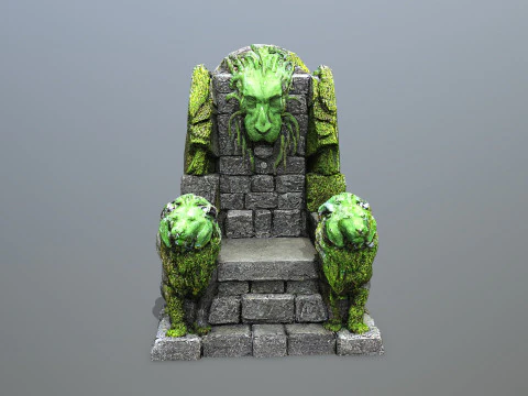 Lion Stone Throne 4 3D Model