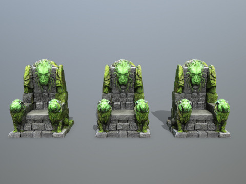 Lion Stone Throne 4 Modelo 3D