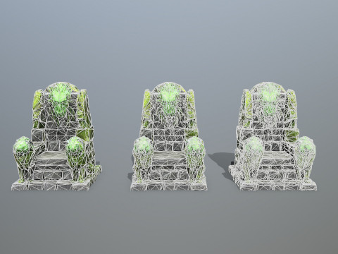 Lion Stone Throne 4 Modelo 3D
