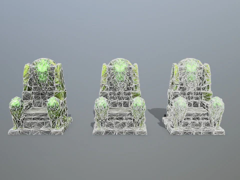 Lion Stone Throne 4 3D Model