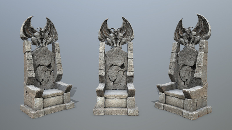 Devil Stone Throne 1 3D Модель .c4d .max .obj .3ds .fbx .stl .blend 