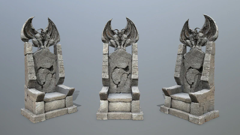 Devil Stone Throne 1 3D Model .c4d .max .obj .3ds .fbx .stl .blend 