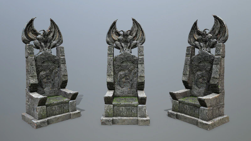 Devil Stone Throne 3 3D Model .c4d .max .obj .3ds .fbx .stl .blend 