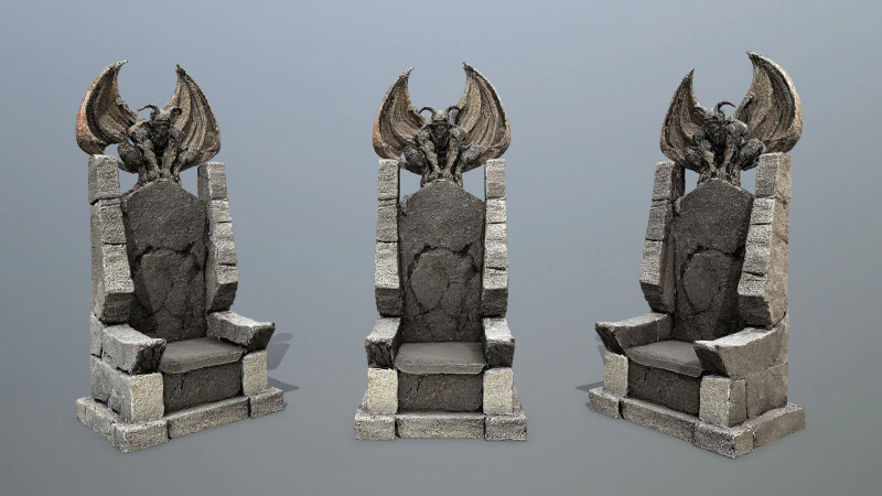 Devil Stone Throne 4 3D Model .c4d .max .obj .3ds .fbx .stl .blend 