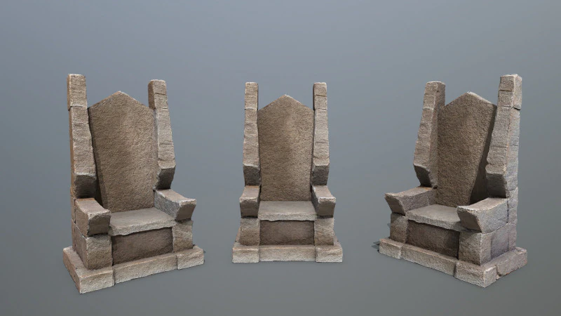 Stone Throne 2 3D Model .c4d .max .obj .3ds .fbx .stl .blend