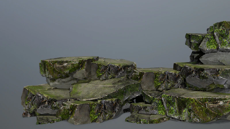 Mossy rocks 3D Model .c4d .max .obj .3ds .fbx .stl .blend 