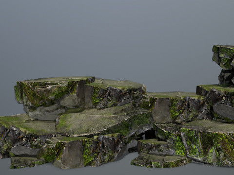 Mossy rocks Model 3D