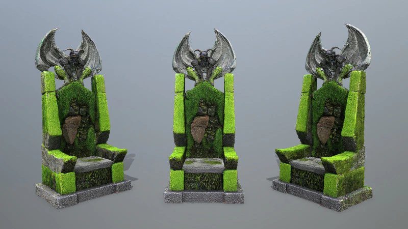 Devil Stone Throne 3D Model .c4d .max .obj .3ds .fbx .stl .blend 