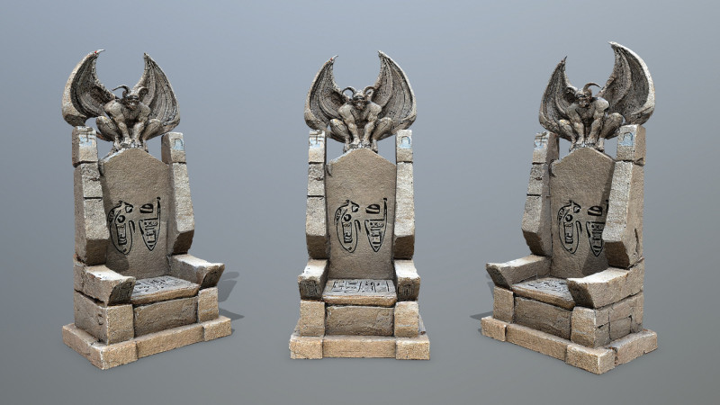 Devil Stone Throne 3D Model .c4d .max .obj .3ds .fbx .stl .blend 