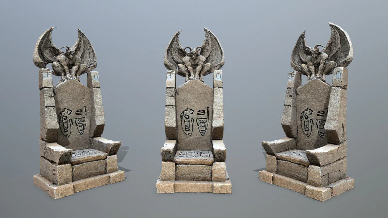 Devil Stone Throne 3D Model .c4d .max .obj .3ds .fbx .stl .blend 