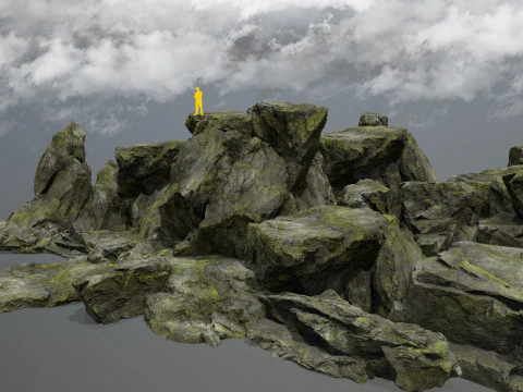 Set di rocce muschiose Modello 3D