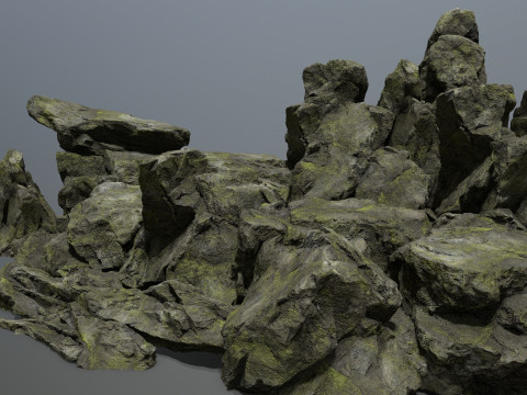 Mossy Rocks Set 3D 모델