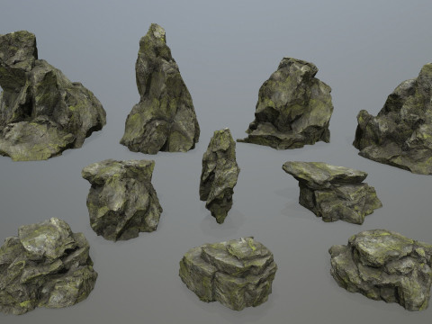 Mossy Rocks Set 3D 모델