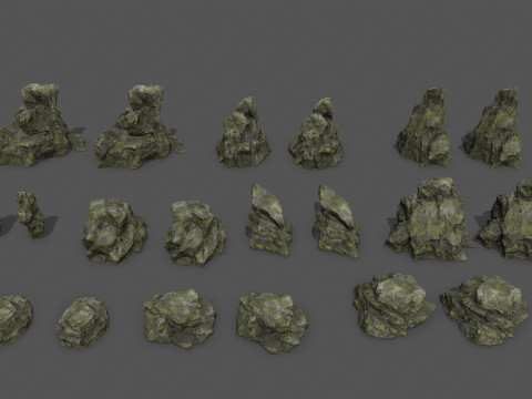 Mossy Rocks Set 3D 모델
