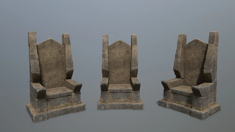 Stone Throne 3D Model .c4d .max .obj .3ds .fbx .stl .blend 