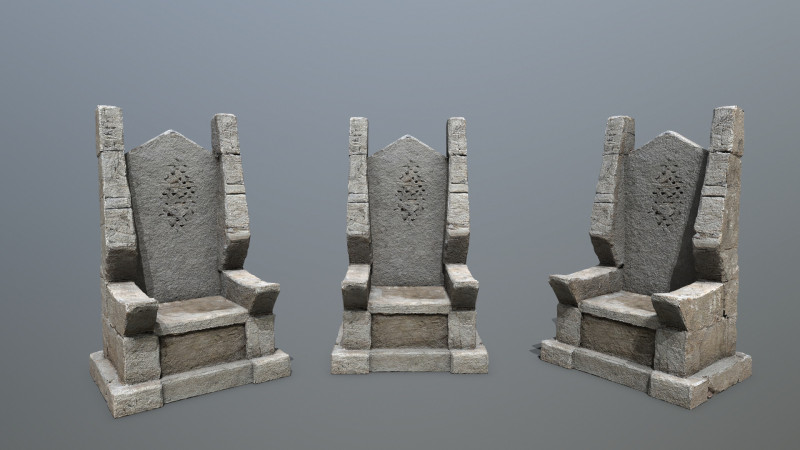 Stone Throne 3D Model .c4d .max .obj .3ds .fbx .stl .blend 