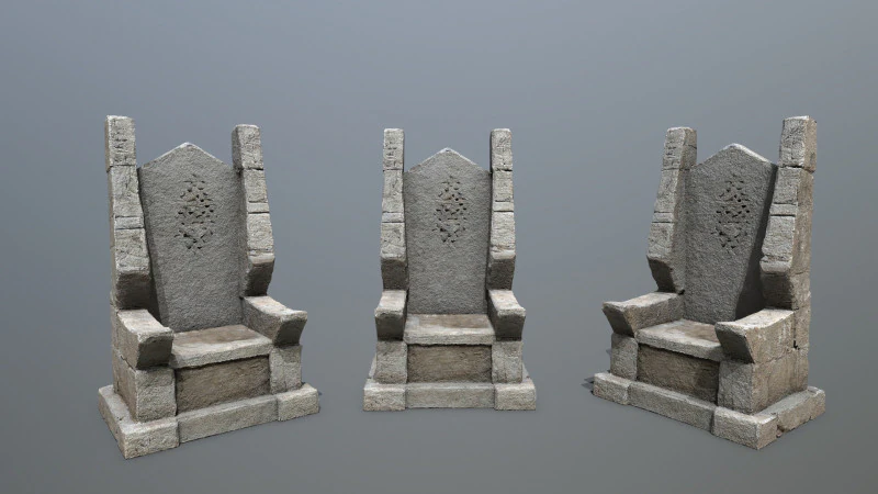Stone Throne 3D Model .c4d .max .obj .3ds .fbx .stl .blend 