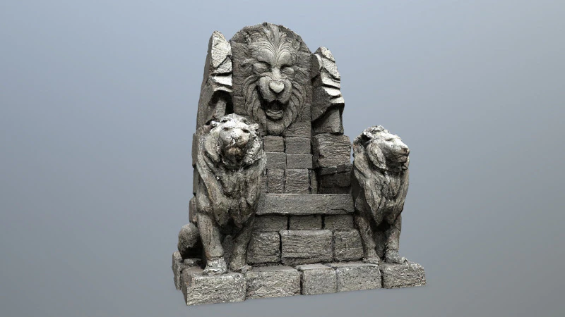 Lion Stone Throne 3D Model .c4d .max .obj .3ds .fbx .stl .blend 