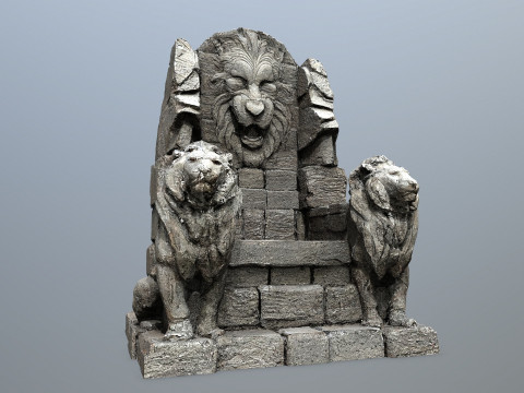 Lion Stone Throne 3Dモデル