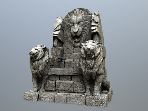 Lion Stone Throne Modelo 3D