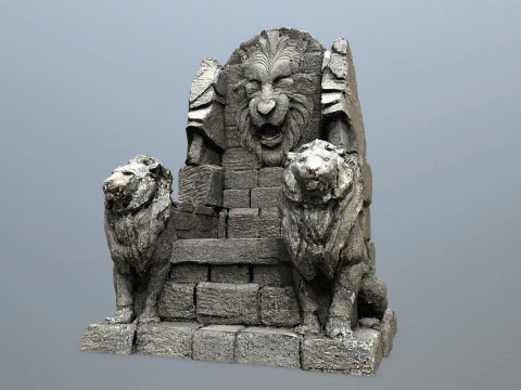 Lion Stone Throne 3D Model
