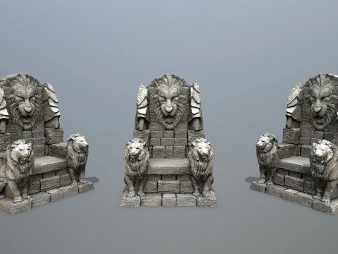 Lion Stone Throne 3D Model