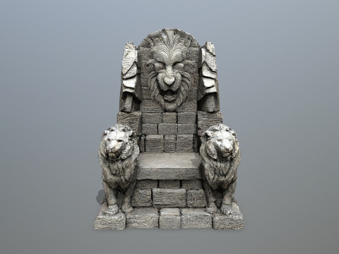 Lion Stone Throne Modelo 3D
