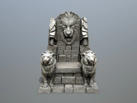 Lion Stone Throne 3D Model