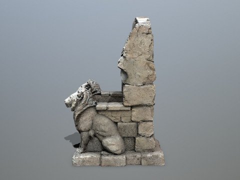 Lion Stone Throne Modelo 3D