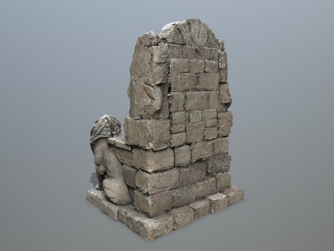 Lion Stone Throne Modelo 3D