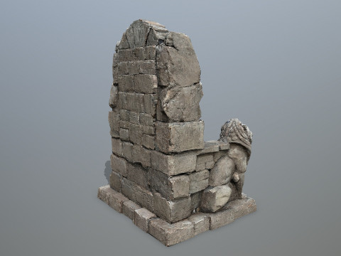 Lion Stone Throne Modelo 3D