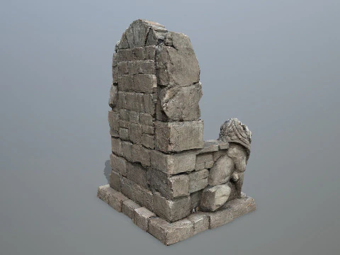 Lion Stone Throne 3D Model