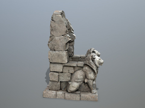 Lion Stone Throne Modelo 3D