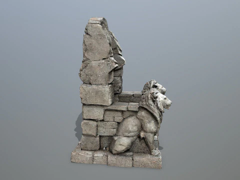 Lion Stone Throne 3D Model