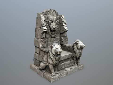 Lion Stone Throne Modelo 3D