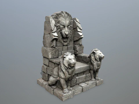 Lion Stone Throne 3D Model