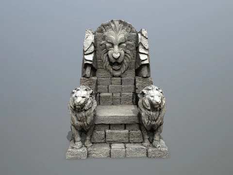 Lion Stone Throne 3D Model