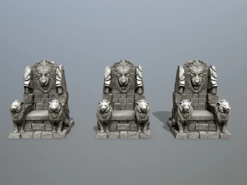 Lion Stone Throne 3D Model
