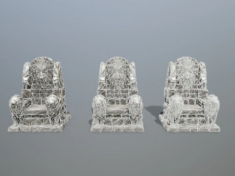 Lion Stone Throne 3D Model