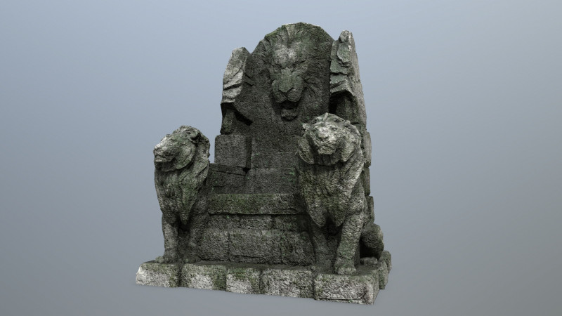 Lion Stone Throne 3D 模型 .c4d .max .obj .3ds .fbx .stl .blend