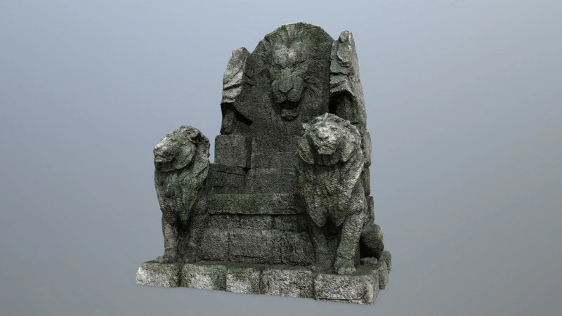 Lion Stone Throne 3D Model .c4d .max .obj .3ds .fbx .stl .blend 