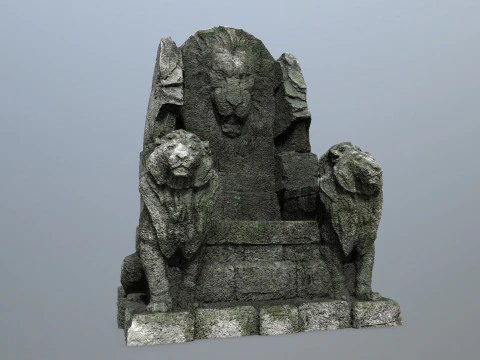 Lion Stone Throne 3D Model