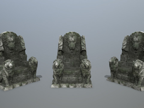 Lion Stone Throne 3D 模型