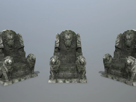 Lion Stone Throne 3D Model