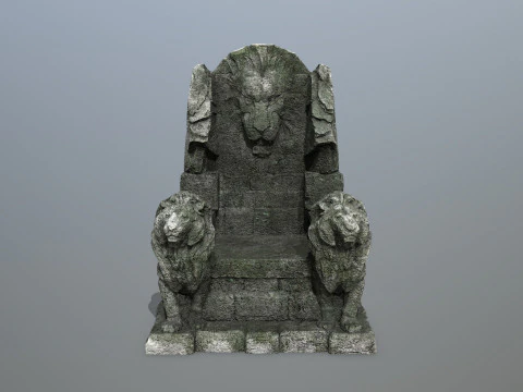 Lion Stone Throne 3D Model