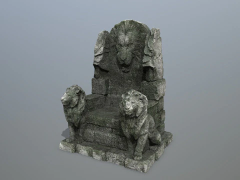 Lion Stone Throne 3D Model