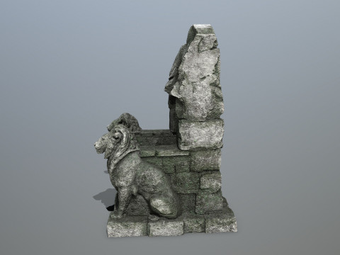 Lion Stone Throne 3D 模型