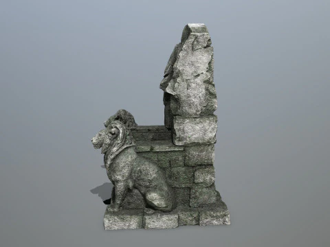 Lion Stone Throne 3D Model