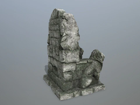Lion Stone Throne 3D Model